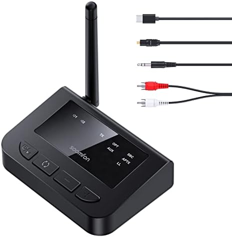 Transmissor Bluetooth para TV, Soomfon Bluetooth 5.0 Transmissor de áudio com controle de volume,