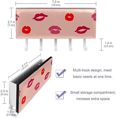 Red Rosy Mulheres Lips Lips Prind Rack Organizador com 5 ganchos parede banheiro da cozinha prateleira prateleira