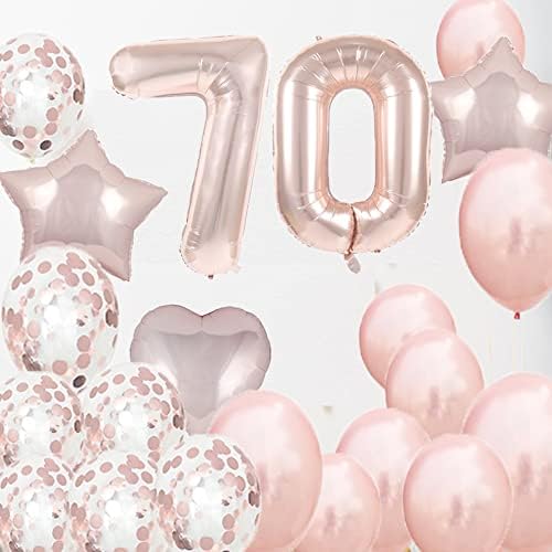 Sweet 70th Birthday Decorations Party Supplies, Rose Gold número 70 Balões, 70th Foil Mylar Balloons
