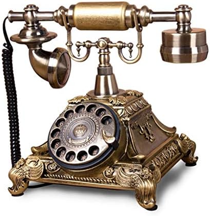 Telefone antigo de Walnuta, resina imitação de cobre retro antiquado rotativo discagem e telefone