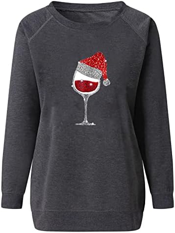 Camisas de Natal femininas Moda 2023 Ano Novo Crewneck Moletom Selve Longa Camisola Gráfica Solid Funny Sweater