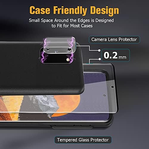 [2 +2 pacote] Galaxy Note 10 Plus Screen Protector + Câmera Protetor de lente [9H dureza] [Desbloqueio de impressão digital] [HD Clear] 3D Cobertura completa Filme de vidro temperado para Samsung Galaxy Note 10 Plus/Note 10+