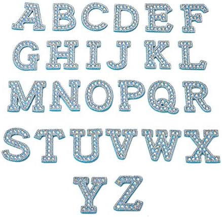 26pcs alfabeto ferro em manchas letra A-Z costura de costura bordada shinestone remendo grandes enfeites