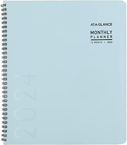 Planejador mensal de 2024, 9 x 11, grande e contemporâneo, azul-céu