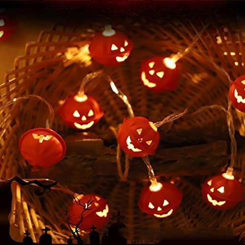 Luzes de corda de abóbora de Halloween, luzes de 10 pés de lanternas com 20 blubs de luz de abóbora laranja,