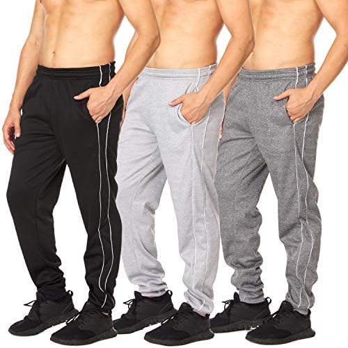 Jogadores para homens - calças de corredor de 3 pacotes - lã Tech dry fit calça de moletom com bolsos - treinamento