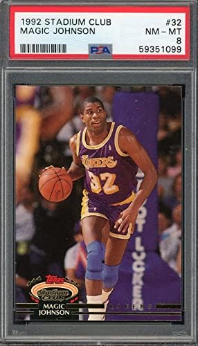 Magic Johnson 1992 Topps Stadium Club Basketball Card 32 PSA 8