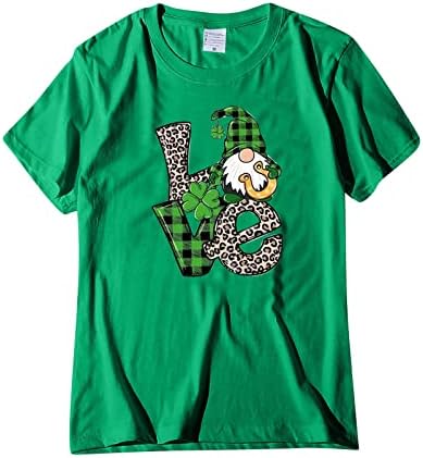 Happy St Patrick's Day Shirt for Women Clover & Leopard Graphic Print Summer Summer Athletic Manuve