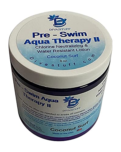 Diva Coisas de Diva pré-Swim Aqua terapia de cloro Loção corporal, protege a pele do cloro e da água salgada