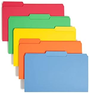 Pasta de arquivos colorida Smead, aba de 1/3 de corte, tamanho legal, cores variadas, 100 por caixa