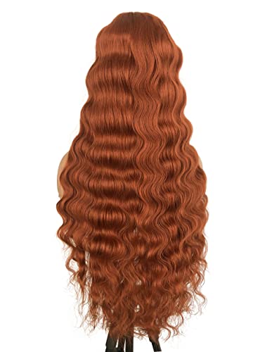 Mitimes Ginger Crimp Curly Lace Front Wigs pré -arrancados cabelos humanos misturados Synthets Guless HD Lace 13x5x1 Lace de onda profunda solta Lace frontal perucas encaracoladas para mulheres negras