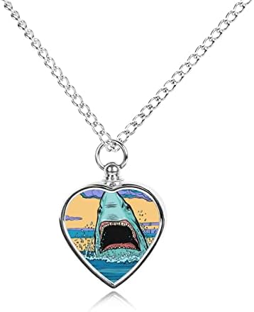 Tubarão agressivo perigoso em Ocean Memorial's Memorial em forma de coração jóias de pingente de pingente
