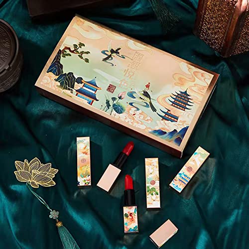 Outfmvch hidratante batom chinês estilo maquiagem Ladies batom de cinco peças Conjunto de batom durar mais