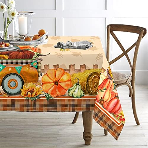 Toalhas de mesa de outono do hexagrama para tabelas de retângulo 60x84 polegadas, toalha de mesa de outono de abóbora,