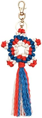 Ornamento de flor quente, corda de algodão com borla de algodão feita à mão para comemorar o dia da independência do The Deamrican, cinco pontos de vista