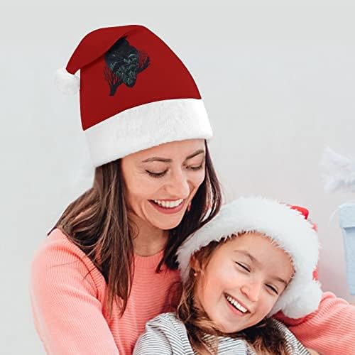 Owl Scape Plexush Chattle Hat de Hats de Papai Noel travessa com borda de pelúcia e Decoração de