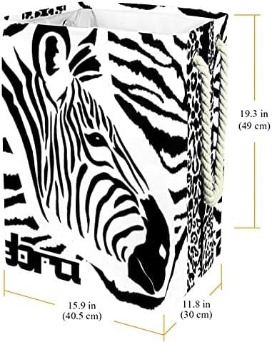 Lavanderia de zebra preta de animal estético cesto com alças grandes cestas dobráveis ​​para