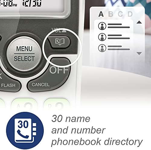 VTECH VG101 DECT 6.0 Telefone sem fio para casa, exibição de retroilumos azul-brancos, botões