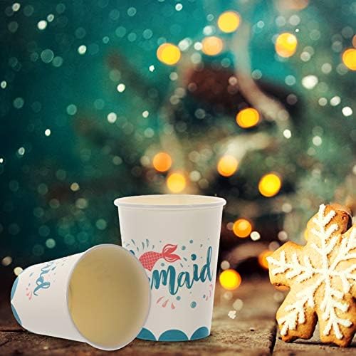 AMOSFUN 16PCS Copas de papel descartáveis ​​Mermaid Design Espresso Chá de chá quente Hot Chocolate
