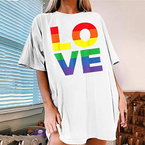 Mangas de queda Rainbow Mulheres impressas de camisetas de tamanho grande em volta do pescoço solto
