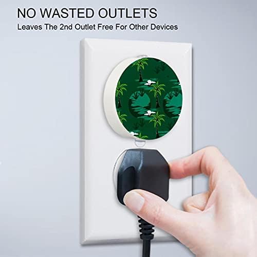 2 Pack Plug-in Nightlight Night Night Palm Tree Green com sensor do anoitecer para o quarto para