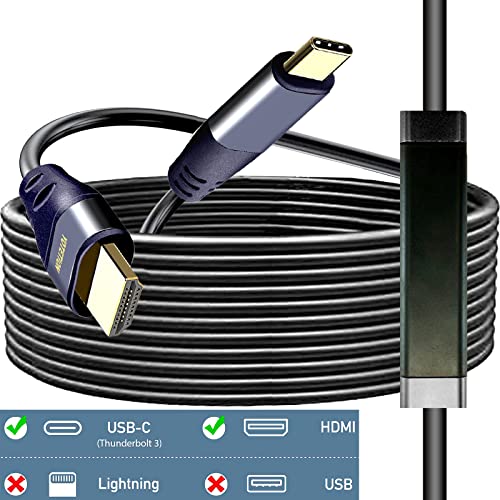 Cabo USB C a HDMI 80 pés com IC, 4K@60Hz tipo C para HDMI para MacBook Pro/Air, IMAC, Galaxy S20 S10