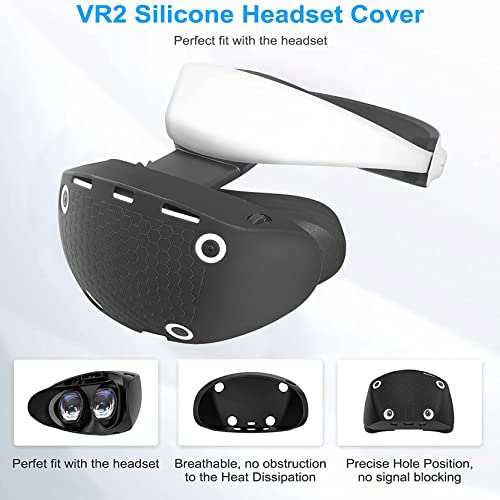 Tampa de protetor Tataco VR Conjunto para PSVR2, capa de fone de ouvido VR2 de silicone PlayStation VR2 e capa