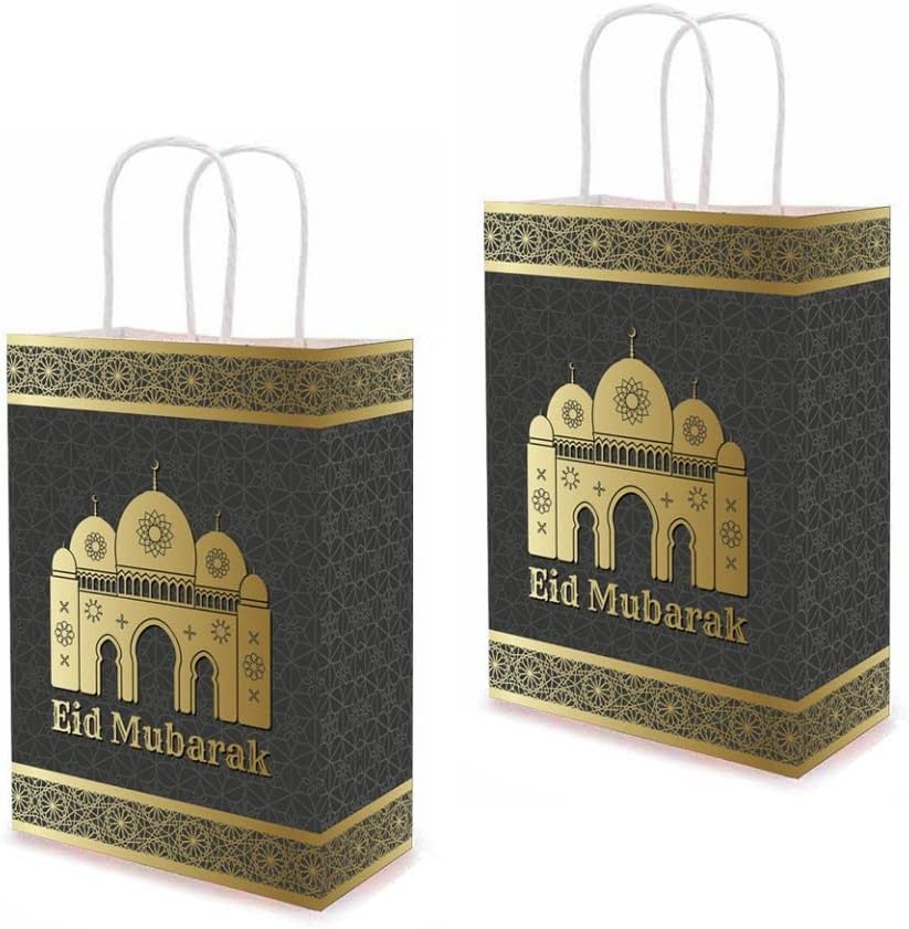 Crawprop Eid Mubarak Party Paper Bags Sacos de doces Bolsas de papel Bolsas de papel Muslim Ramadan Supplies Favors