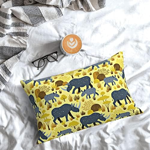 Travesseiro de cama com zíper com zíper-rhino-de-amarelo-desert de extinção