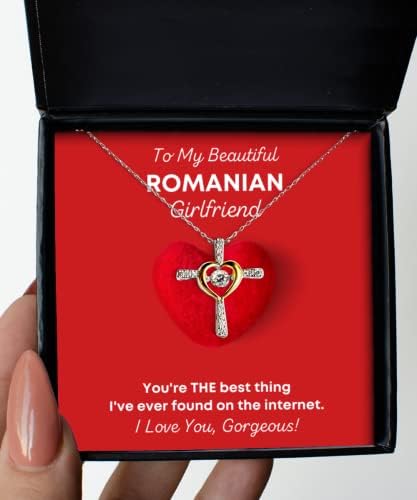 Colar de namorada romena Presentes de aniversário - Jóias de pingentes cruzadas presentes do namorado com namorada romena - para minha linda namorada