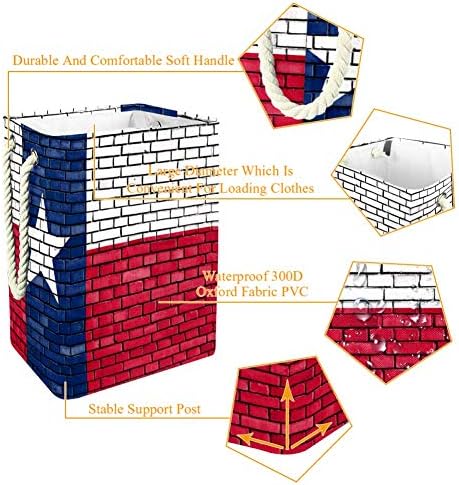 Bandeira do Texas Indomer pintada na parede de tijolos 300d Oxford PVC Roupas impermeáveis ​​cestas