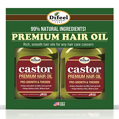 Difeel Pro-Growth & Chicken Premium Castor Hair Oil 7.1 oz. - Conjunto de presentes de Deluxe 2-PC