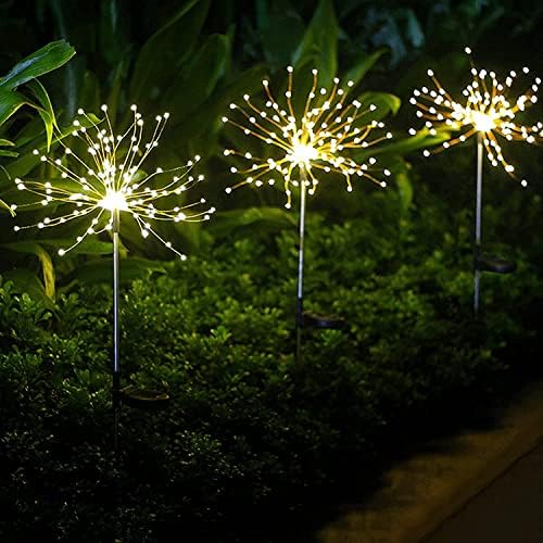 Luzes de fogos de artifício solar Luzes de paisagem à prova d'água ao ar livre, luzes de fada, luzes de fada Starburst Lights for Garden Patio Yard Decorativo