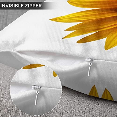 Jzzang 18x18 polegadas Decorativa Tampa de travesseiro Poliéster Poliéster Folha de girassol Branco