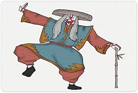 Ambesonne Kabuki tapete de estimação para comida e água, caráter cultural posando com maquiagem