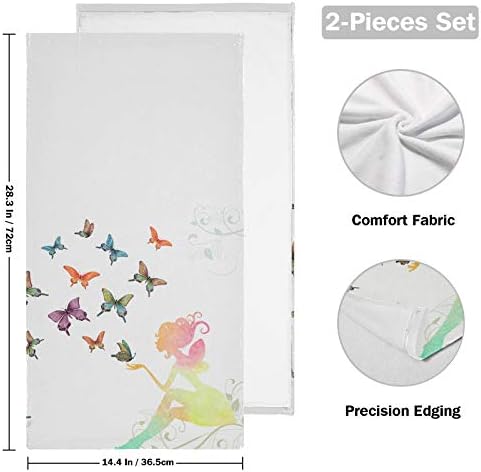 Senya Flowers Fairy Girl com toalhas de mão macia de borboleta, 2 pacote de pacote Towe Toalha de mão