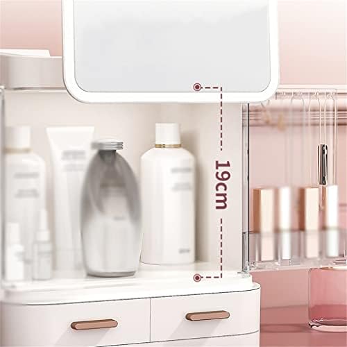 Caixa de armazenamento cosmético PDGJG com organizador de maquiagem de maquiagem leve LED LED Organizador do tipo de gaveta à prova de poeira para cosméticos