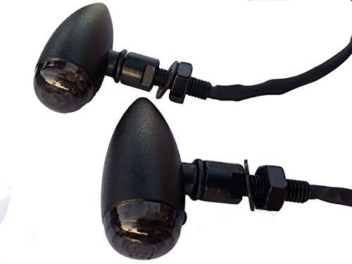 Motortogo Black Bullet Motorcycle LED Signal LED Indicadores pisquecedores com lente de fumaça compatível com