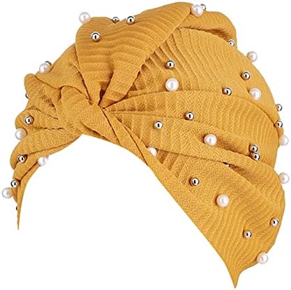 Gorro de turbante esticado para mulheres bonés de pérolas de pérolas Caps de bandeira Moda Fashion
