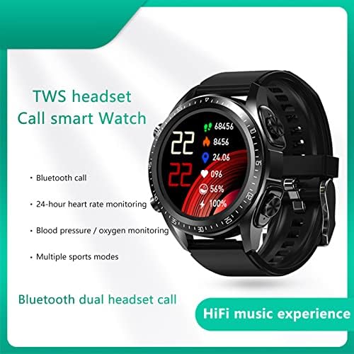 UKLSQMA relógio inteligente com fones de ouvido, relógio redondo de fitness, relógio Bluetooth de 1,28 polegada