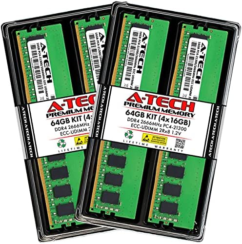 A-Tech 64GB Kit Memory Ram para Supermicro X11SCW-F-DDR4 2666MHz PC4-21300 ECC UDIMM 2RX8 1.2V-servidor