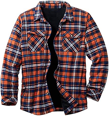 Jaqueta ladeada de acolchoamento masculino, jaqueta de camisa de flanela ladeada masculina masculina