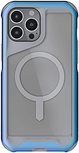 GHOSTEK Atomic Slim iPhone 13 Pro Max MagSafe Case Iridescent Holography Design de alumínio com traseiro magnético