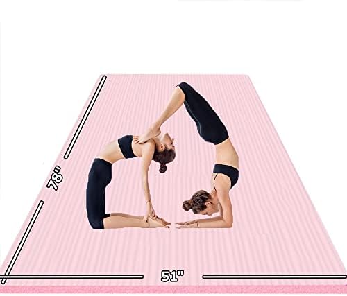 Augxem Yoga Mat Extra grande 78 x 51 polegadas, espessura 1/2 polegada, tapete de exercício extra e extra de tapete de ginástica NBR extra longa para ginástica em casa, tapete de fitness para ioga em casa, pilates, alongamento de ioga, com alça e bolsa
