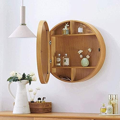 ACCDUER Pequeno espelho redondo 3 nível de espelho do banheiro, armário de armazenamento de parede