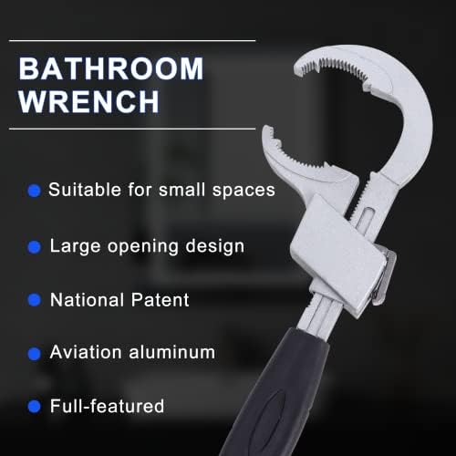 Chave de banheiro multifuncional, chave de abertura de 80 mm de abertura ajustável, torneira de pia Ferramentas