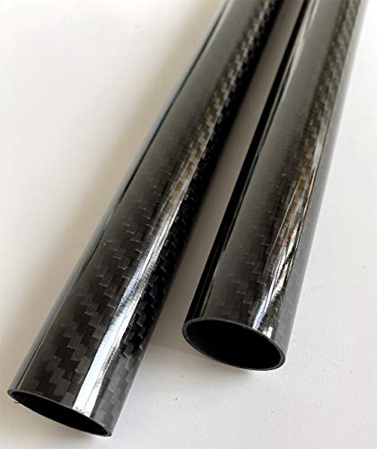 cncarbonfiber 2pcs Tubo de fibra de carbono 20mmx18mmx420mm 3k Roll embrulhado acabamento brilhante