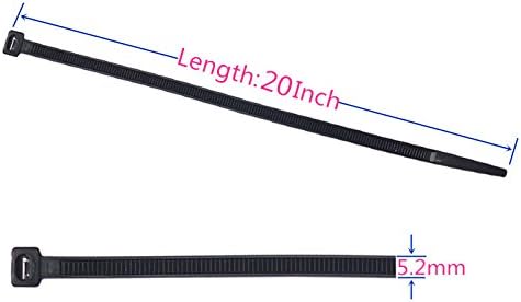 20 polegadas de travamento de nylon de travamento resistente de 20 polegadas Bornamentos de cabo, largura 0,2
