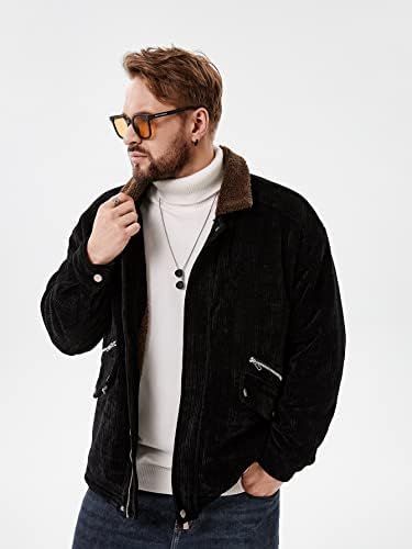 Jaquetas de jaqueta masculina para homens, contraste com colarinho de pelúcia de colarinho de penhas
