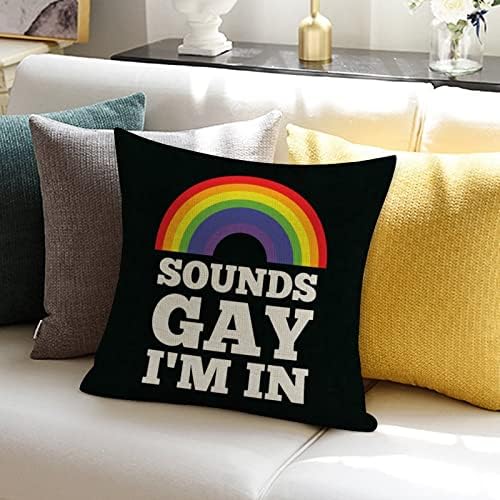Rainbow Igualdade lésbica gay lgbtq arremesso de travesseiro sons gay Estou na capa de almofada de